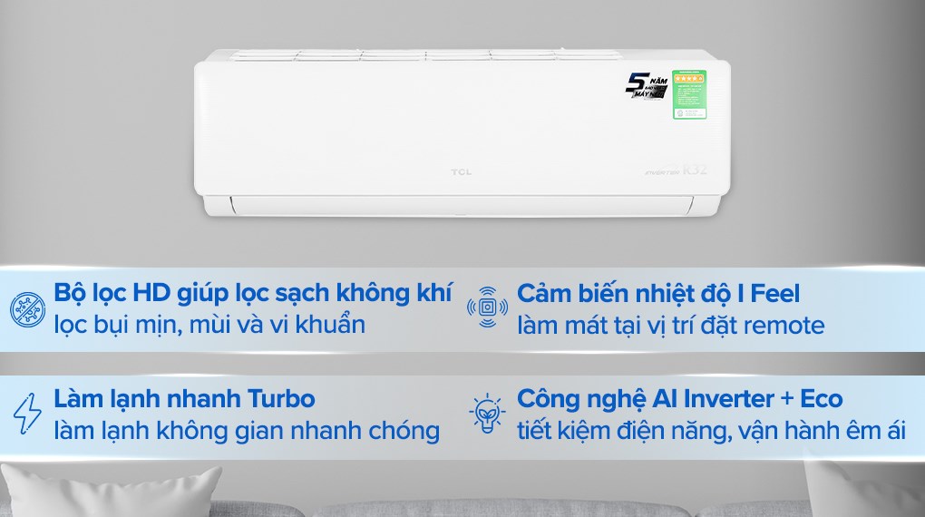 Máy lạnh TCL Inverter 1 HP TAC-09CSD/XAB1I  -  Máy lạnh 1 ngựa - Hàng Chính Hãng - Miễn phí giao hàng