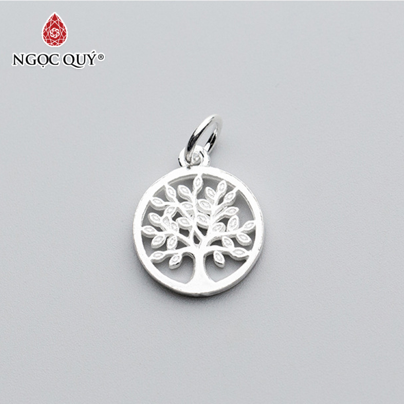 Charm bạc trắng hình cây trí tuệ treo - Ngọc Quý Gemstones