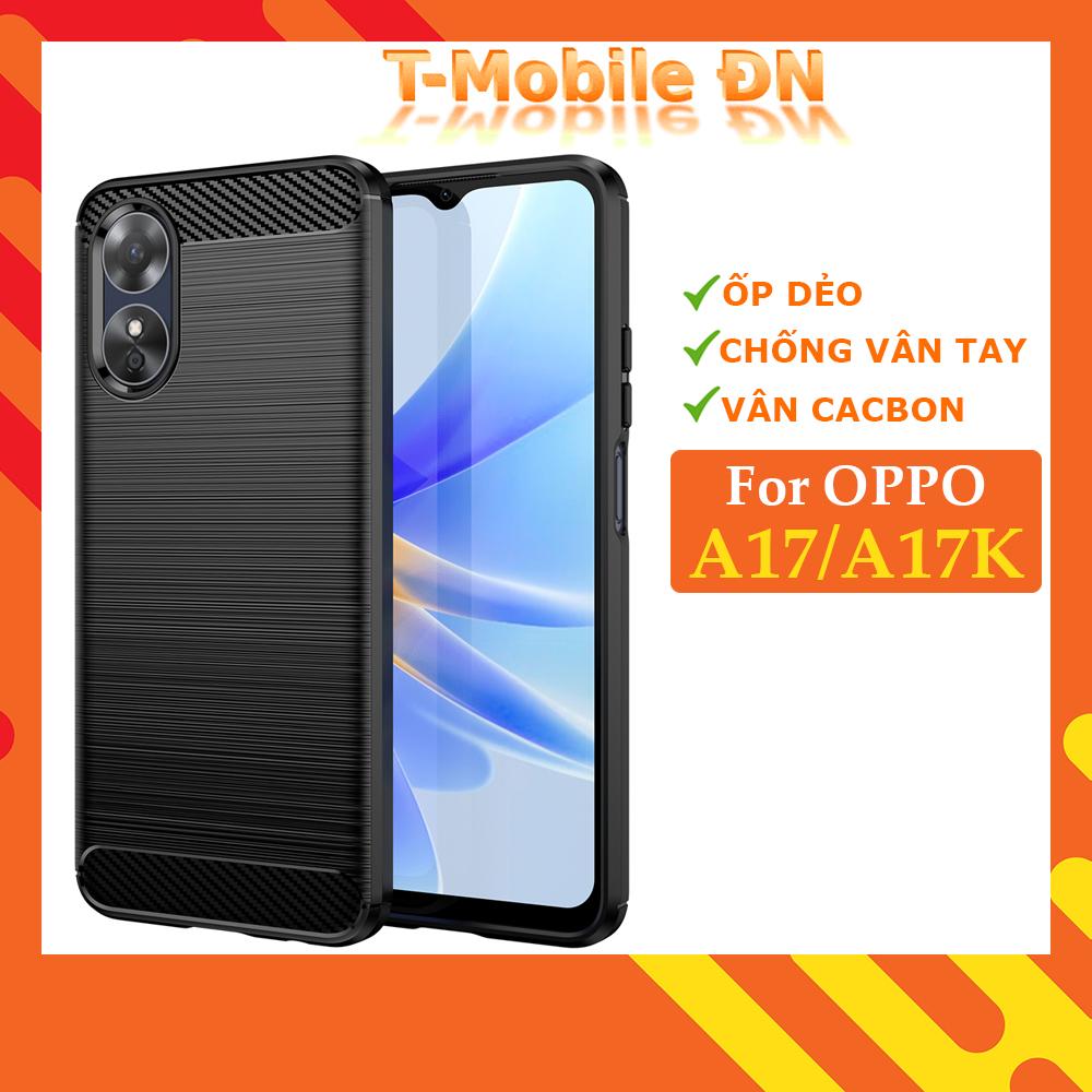 Ốp lưng cho Oppo A17 A17K silicone mềm Carbone phay xước chống sốc chống vân tay