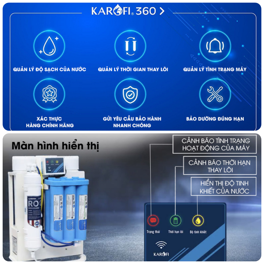 Máy Lọc Nước Để Gầm Karofi KAQ-U95, Công Nghệ Aiotec, Kết Nối wifi, Màng RO100 Purifim Mỹ, Hàng Chính Hãng