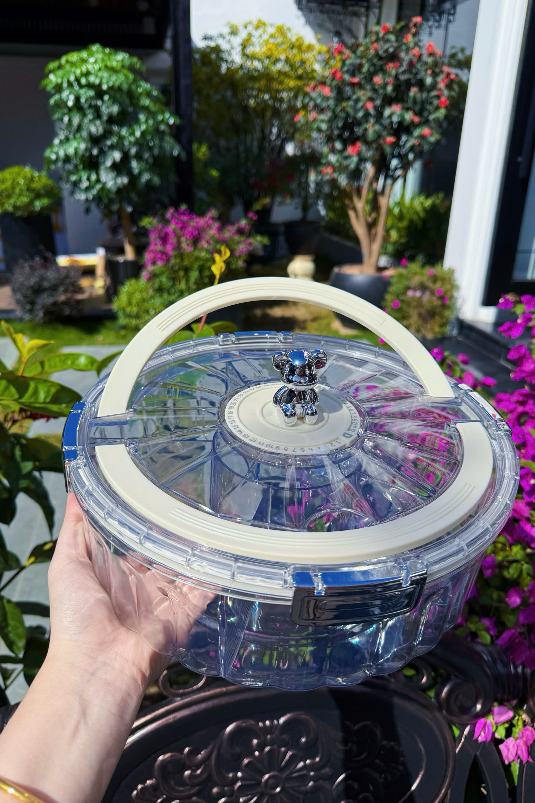 Khay Mứt Hình Gấu Vân Kim Cương 6 Ngăn Kèm Quai Xách – Hộp Đựng Bánh Kẹo Mứt Tết Sang Trọng, Hiện Đại - HÀNG CHÍNH HÃNG MINIIN