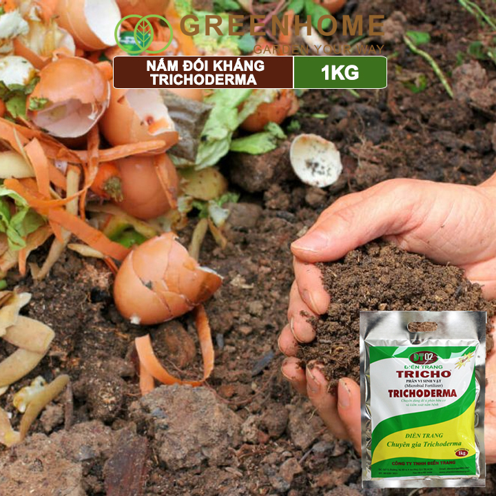 Phân vi sinh vật Trichoderma, bao 1kg ủ phân, ủ rác, đậu tương, tưới gốc |Greenhome