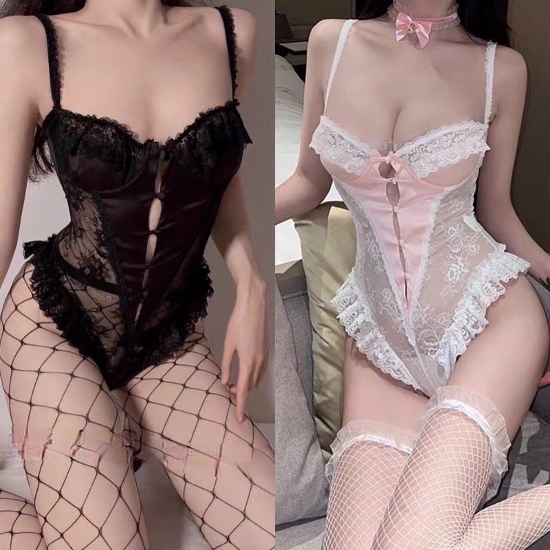 Bodysuit ren phối lụa siêu xinh, có gọng kèm khuy đáy. Giao hỏa tốc HCM