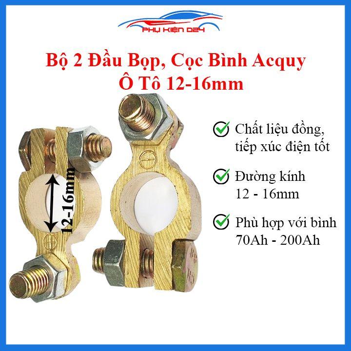 Bộ 2 đầu bọp kẹp cọc bình ắc quy đường kính 12-16mm phù hợp với bình từ 70AH-200AH