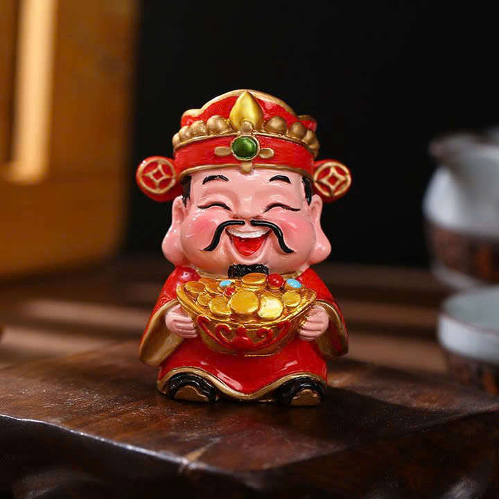 Bộ 5 Tượng Thần Tài &quot;Phúc - Lộc - Thọ -Tài - Hỷ&quot; Mini Trang Trí Sen Đá, Nhà, Sân Vườn