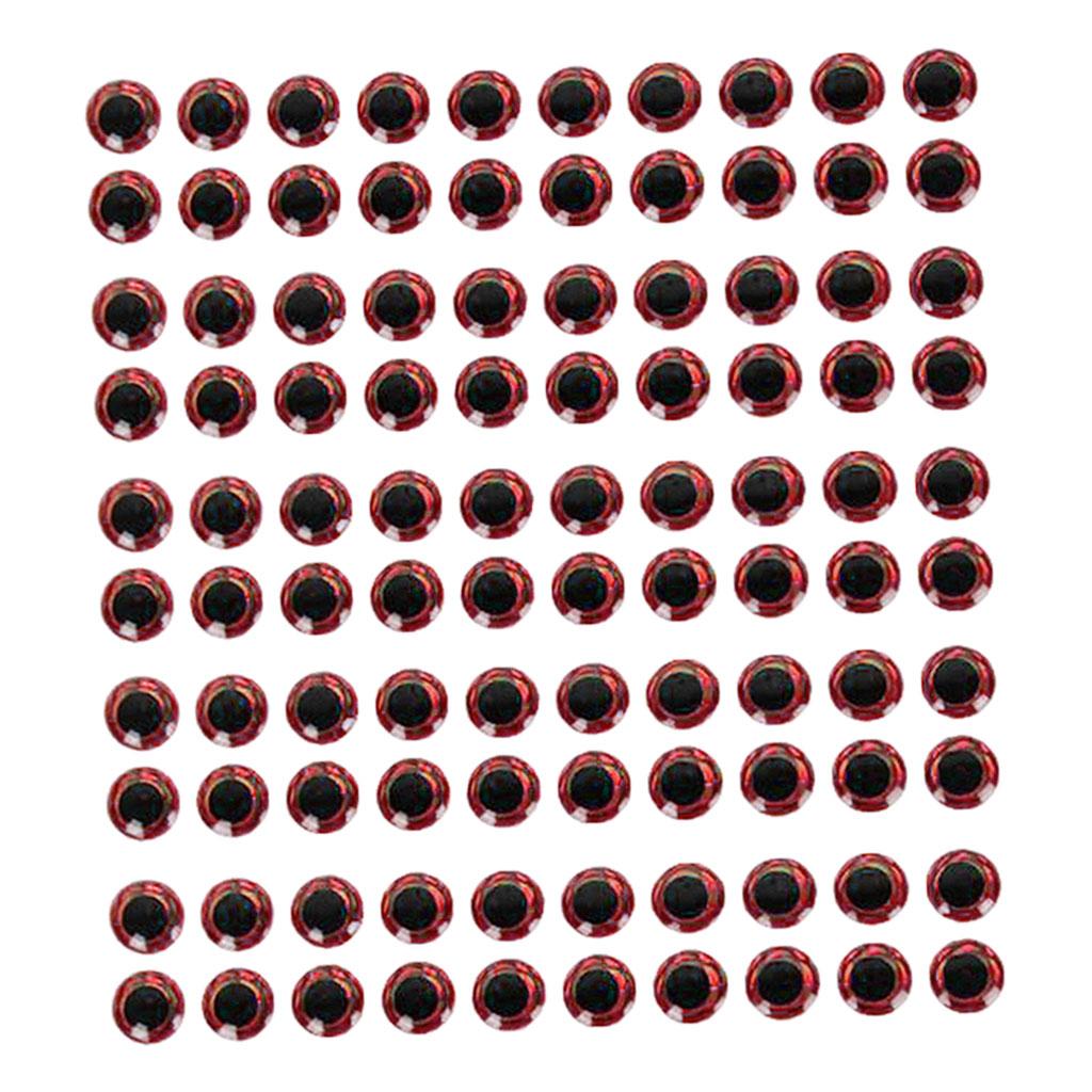 100pcs 6mm Fishing Lure Eyes 3D Holographic Eye Fly Tying Jigs Crafts Red