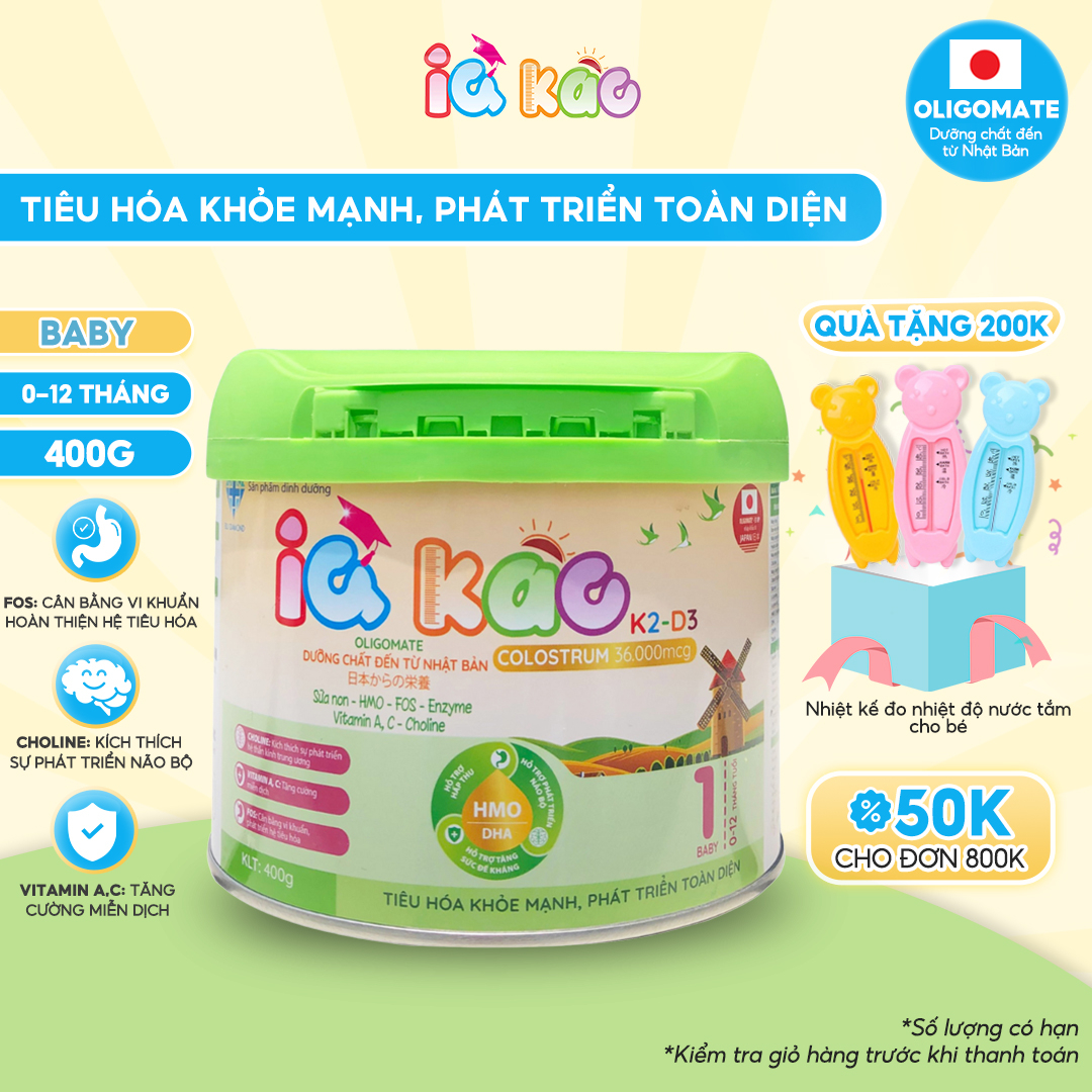 Sữa bột IQ KAO BABY giúp trẻ ăn ngon tiêu hóa tốt hỗ trợ tăng cân, tăng sức đề kháng hộp 400g