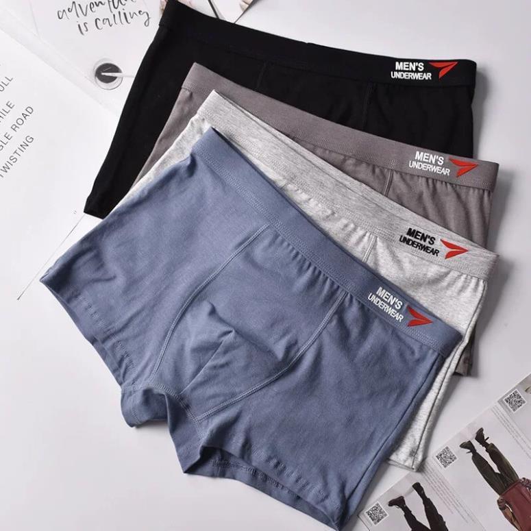 Hộp 4 chiếc quần lót đùi nam boxer 100% cotton co dãn siêu đẹp