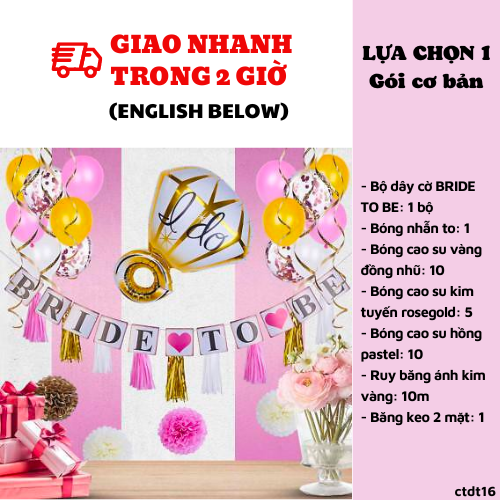 Bộ bong bóng trang trí tiệc chia tay độc thân màu vàng hồng ctdt16