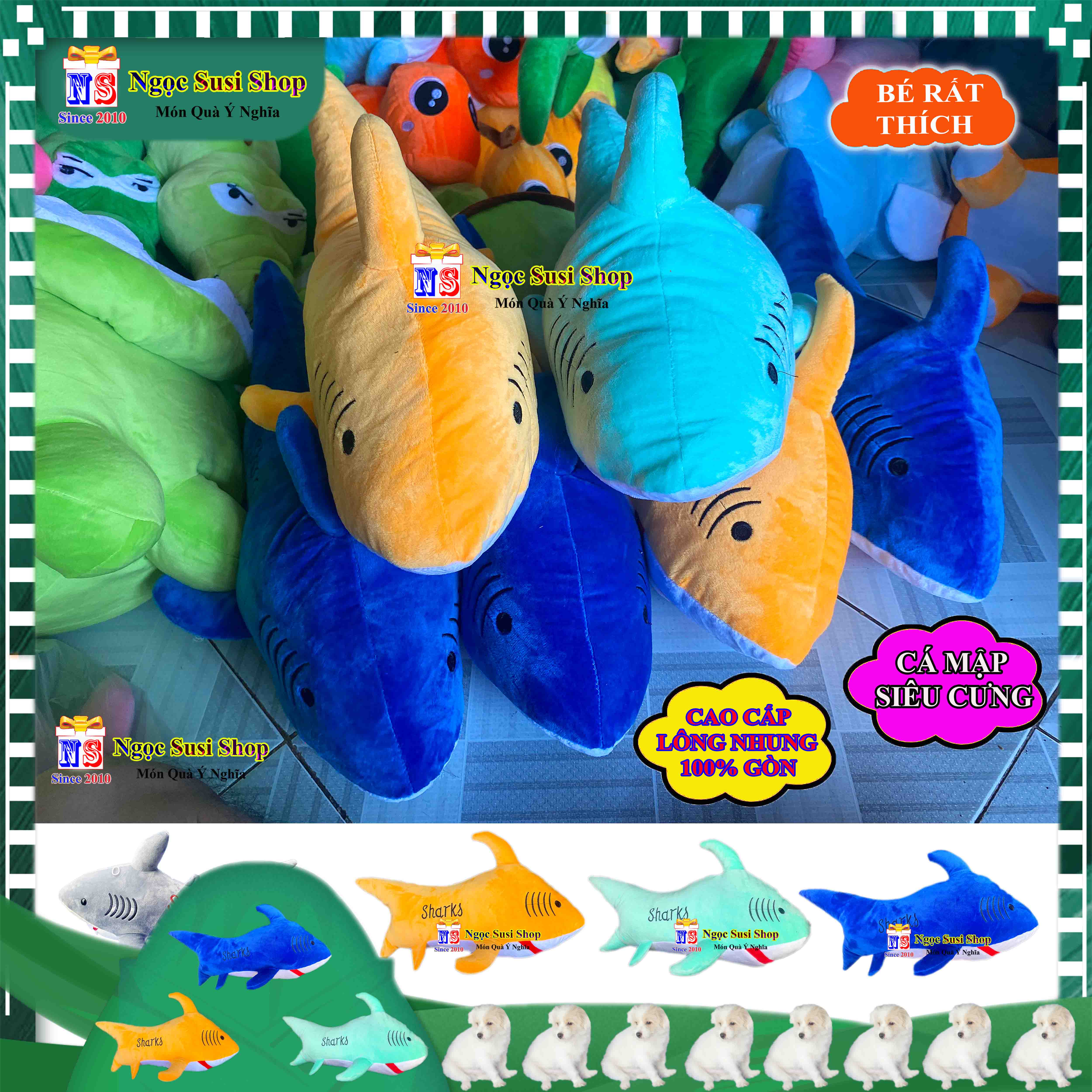 GẤU BÔNG CÁ MẬP BABY SHARK SIZE 50CM SIÊU CƯNG CHO BÉ RẤT THÍCH ÔM NGỦ GIAO NGẪU NHIÊN MÀU