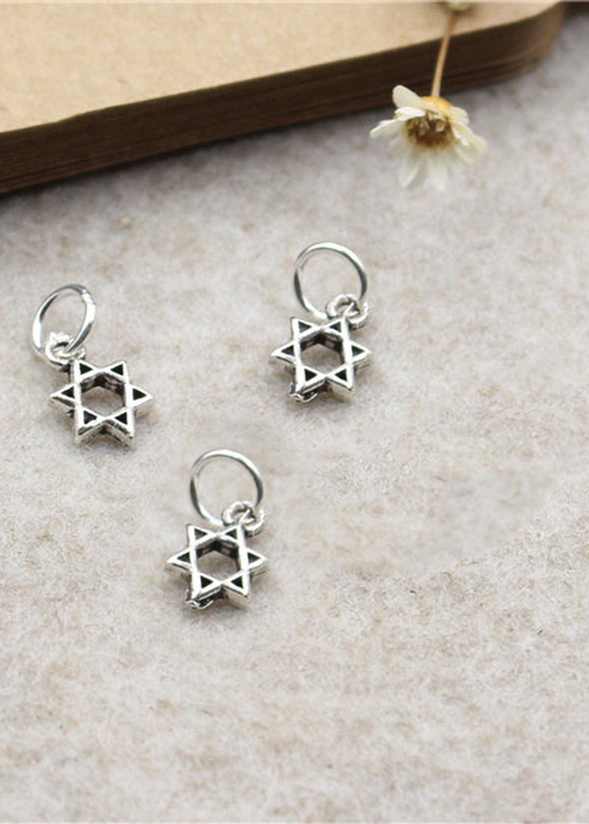 Combo 3 cái charm bạc hình ngôi sao 6 cánh treo - Ngọc Quý Gemstones