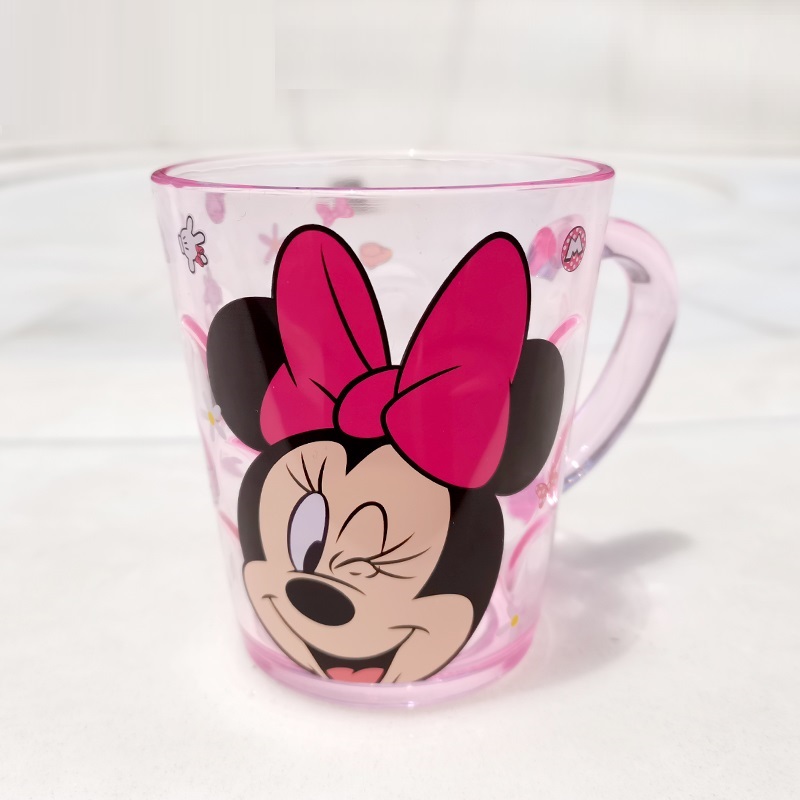 Ly quai cầm tay trong suốt hình chuột Minnie màu hồng siêu cute cho bé gái 260ml - 58VNDM2489