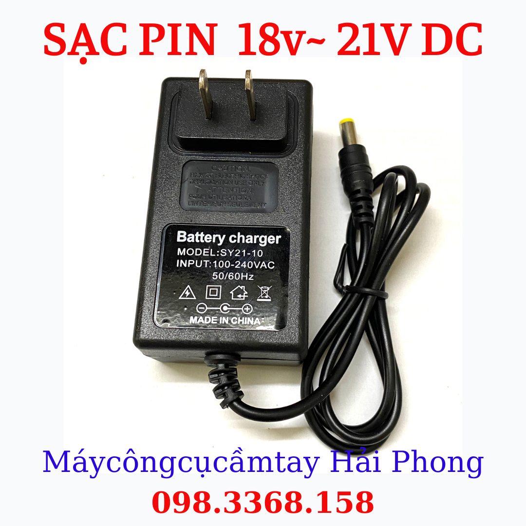 SẠC PIN 18V-21V DC cổng sạc chân giắc ghim 6mm dùng điện 220V-1A