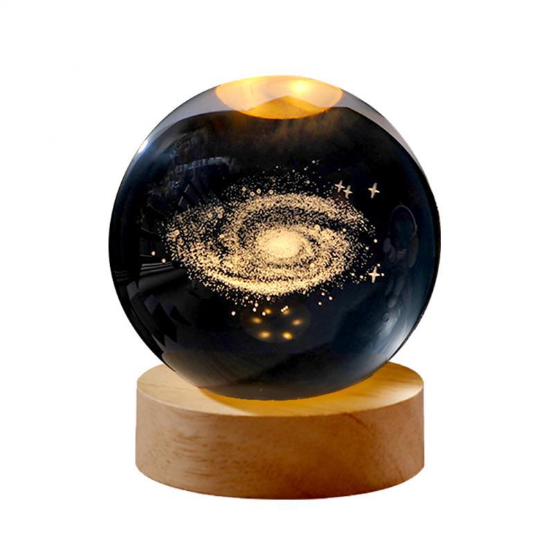3D Quả Cầu Pha Lê Đèn Ngủ Đèn Bàn Phát Sáng Galaxy Để Bàn Đồ Trang Trí Đầu Giường Khí Quyển USB Đèn Ngủ Trang Trí Phòng Ngủ