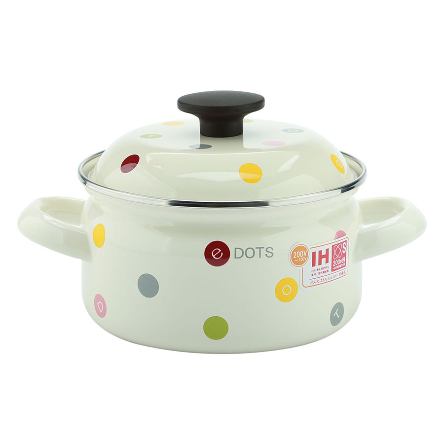 Nồi Tráng Men Sử Dụng Bếp Từ Hoa Văn Chấm Bi Fujihoro EDV-16W