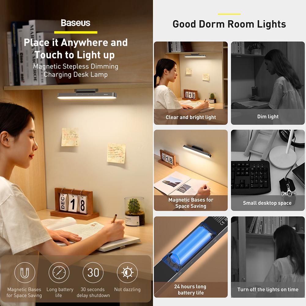 Đèn đọc sách treo tường Baseus không dây Điều khiển cảm ứng có thể thay đổi độ sáng & có thể sạc lại 1800mAh