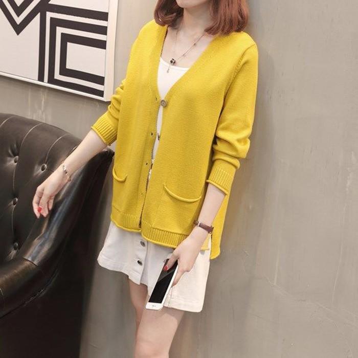 Áo cardigan len nữ 2 túi trước, thời trang trẻ, phong cách Hàn Quốc