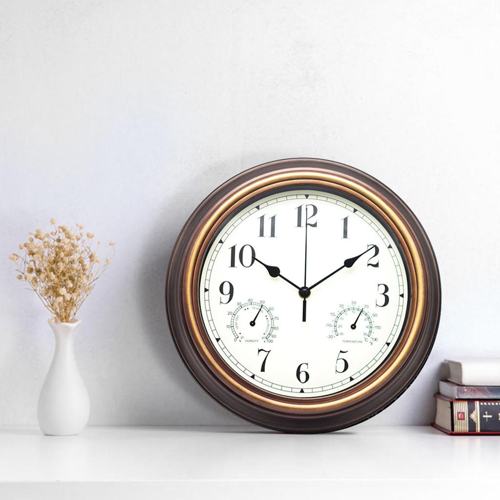 Wall Clock with Temperature and Humidity Home Bedroom Decor