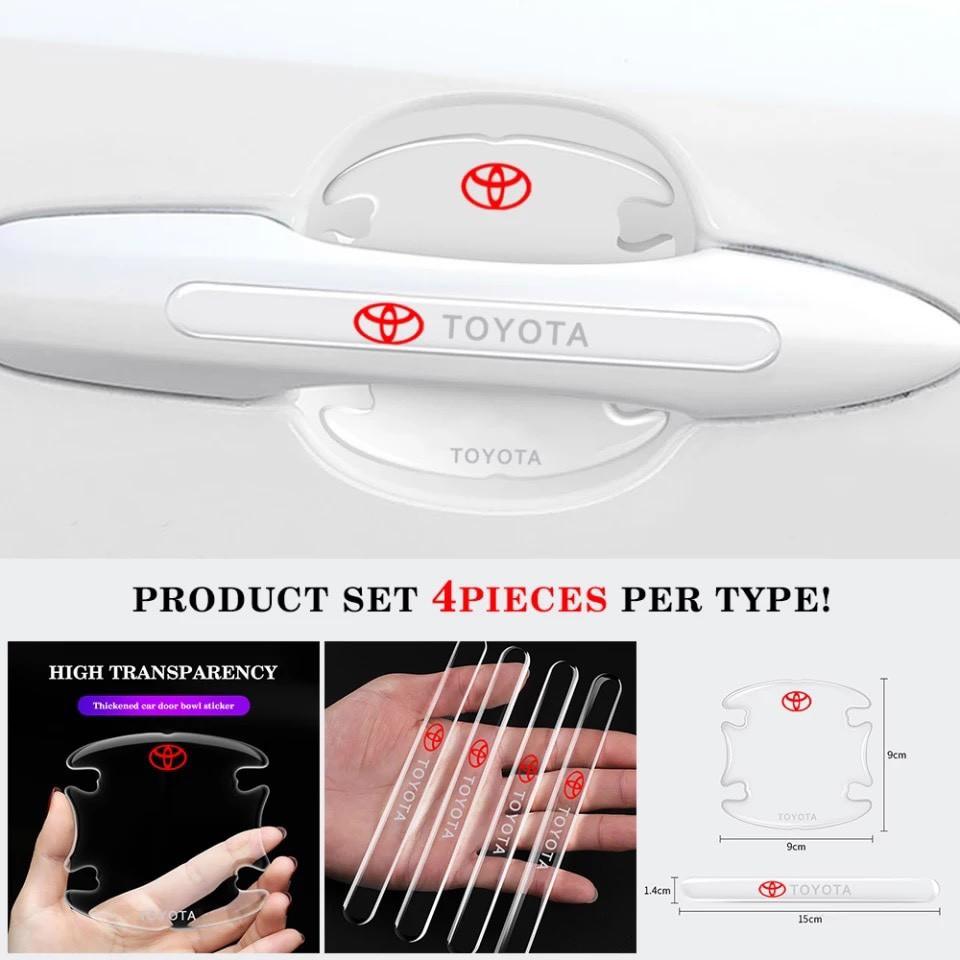 Bộ 10 miếng dán chống xước hõm cửa xe toyota silicon cao cấp , miếng dán cửa xe, ốp lõm tay nắm in logo