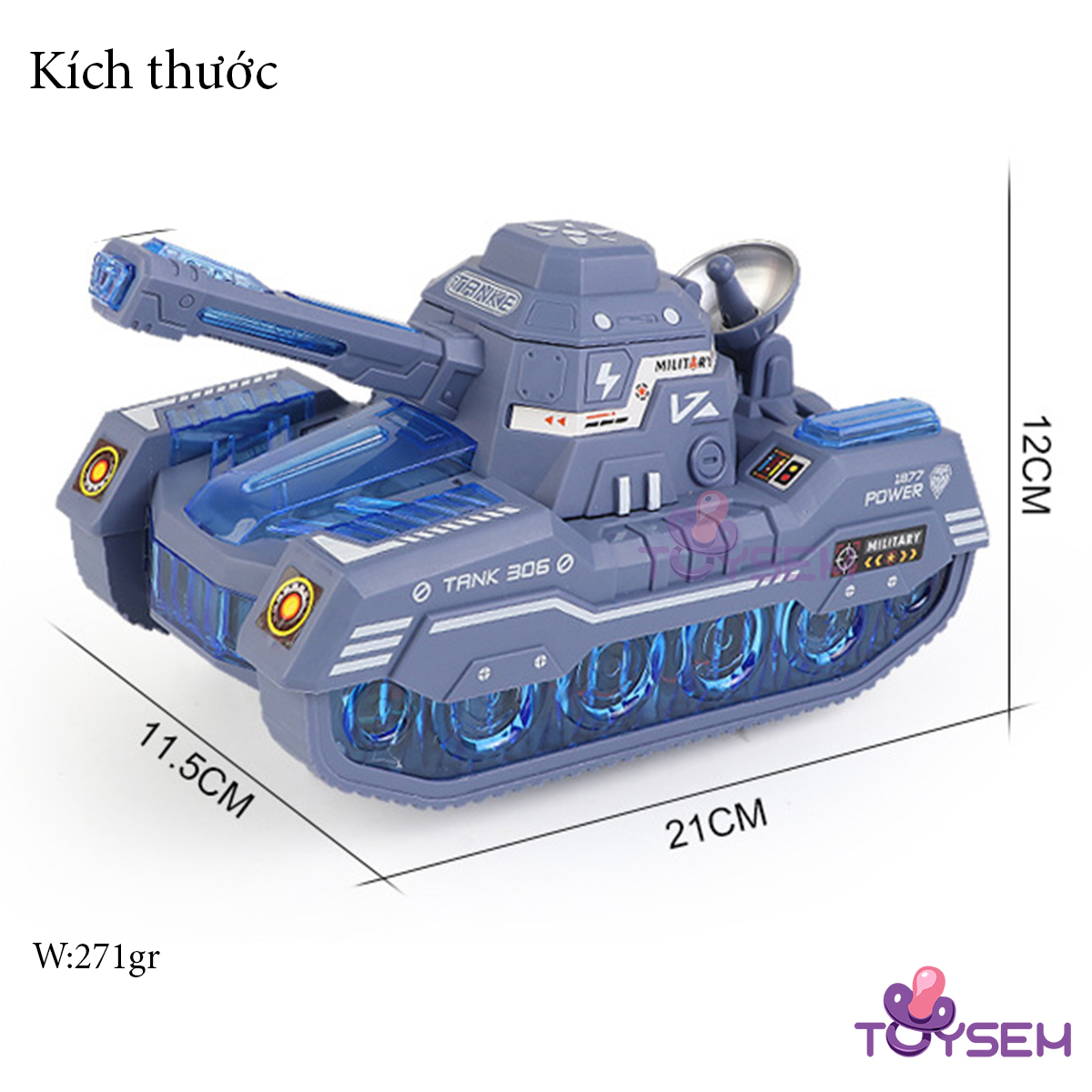 Đồ chơi xe tăng xoay 360 độ có đèn và nhạc kèm theo 3 chiếc xe tăng nhỏ - Quà tặng đồ chơi sinh nhật cho bé - Xe tank 306 dã chiến cho bé