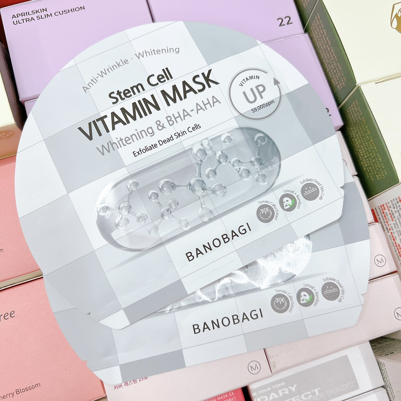 combo 5 miếng Mặt Nạ Banobagi Stem Cell Vitamin Mask Whitening and BHA-AHA 30g