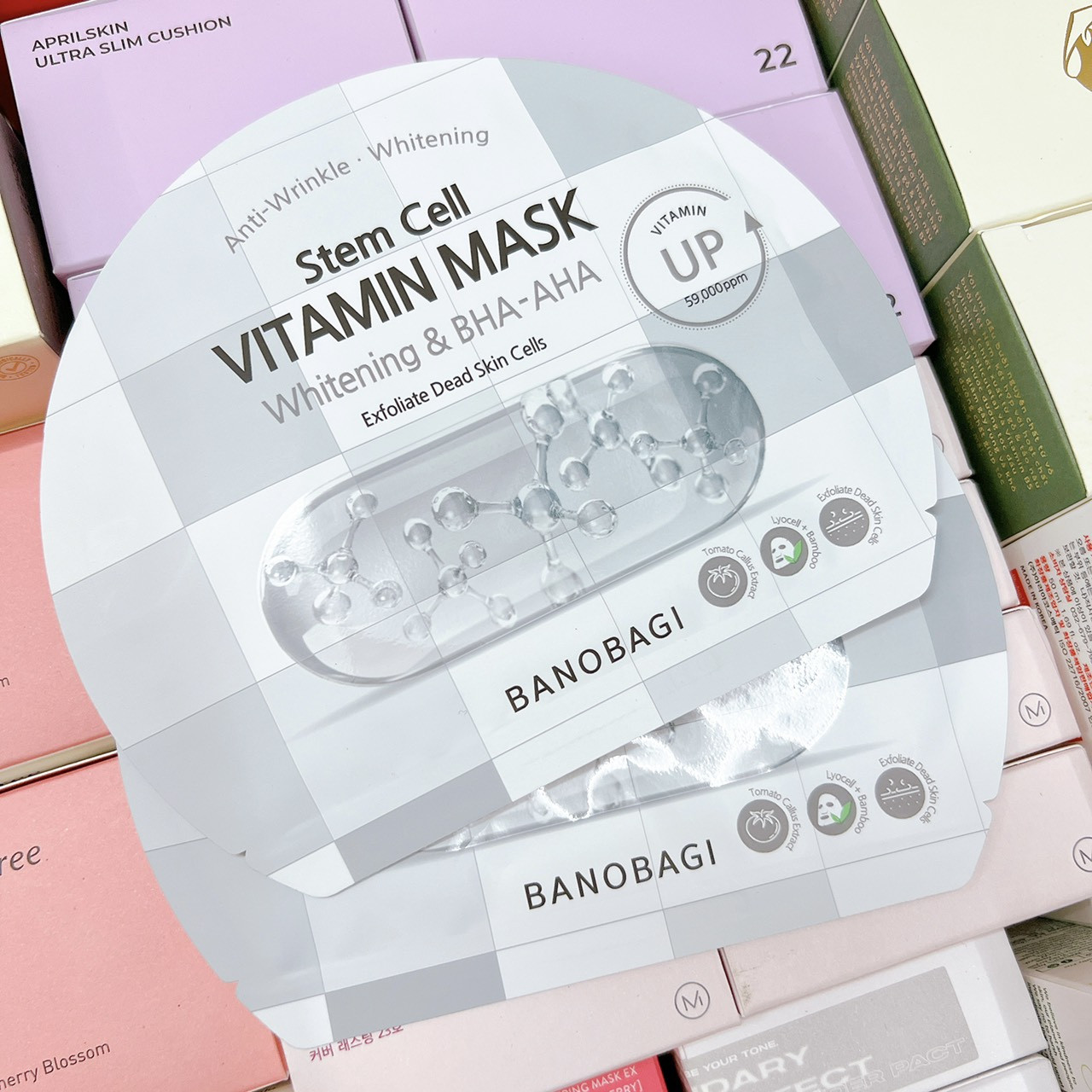 hộp 10 miếng Mặt Nạ Banobagi Stem Cell Vitamin Mask Whitening and BHA-AHA 30g