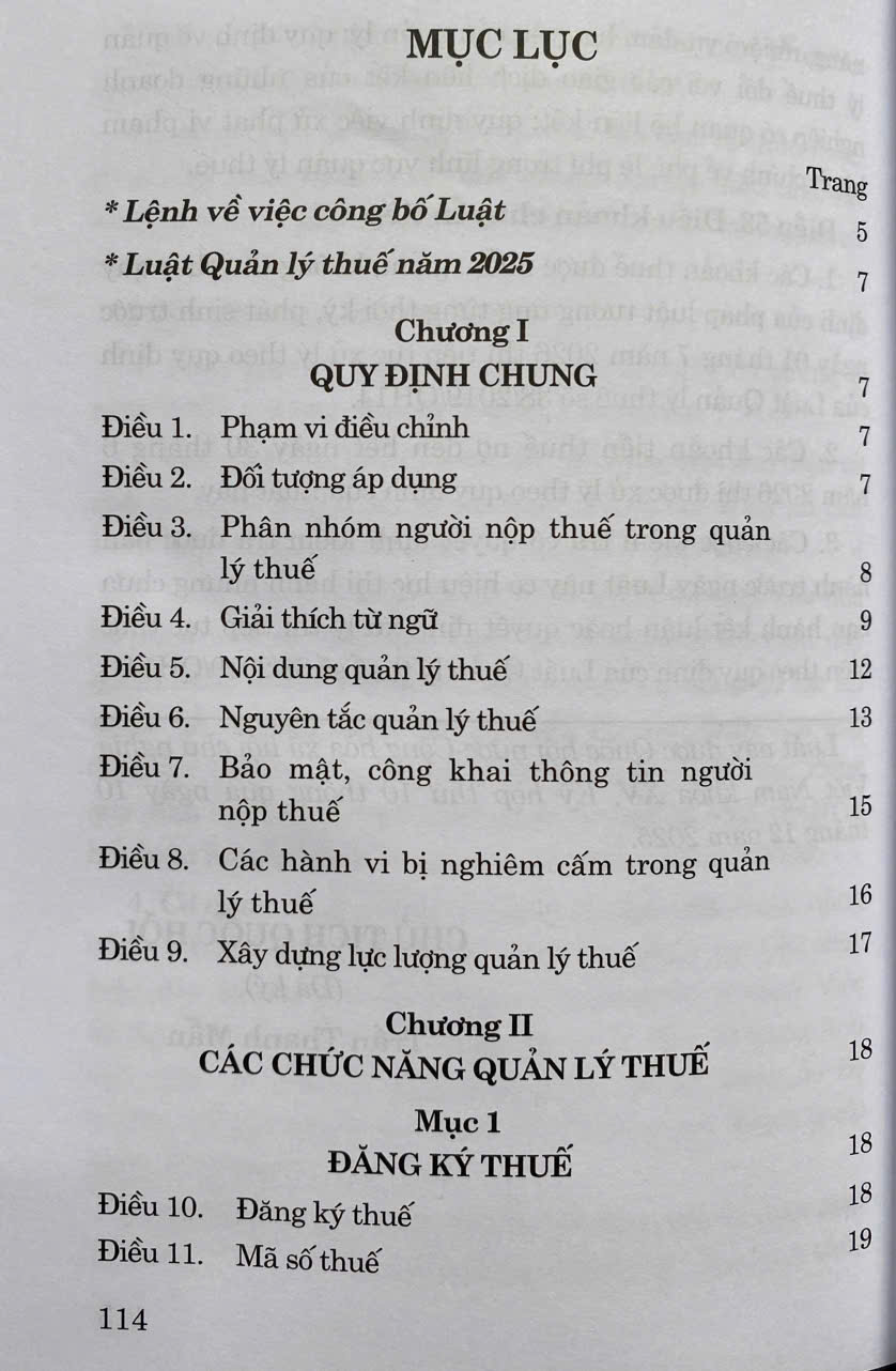 Luật Quản Lý Thuế Năm 2025