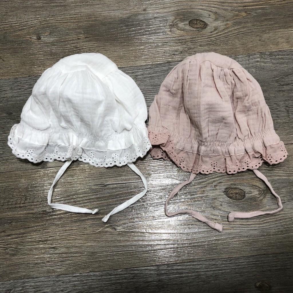 Mũ bèo tiểu thư chất cotton đũi cho bé sơ sinh