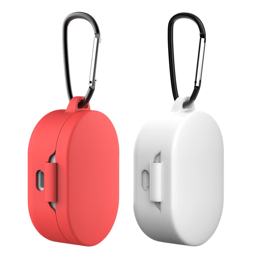 2x Silicone Protective Case For  MI Redmi AirDots Earphone Red+White