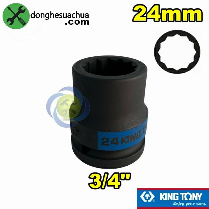 Tuýp 24mm 3/4 Kingtony 653024M loại ngắn 12 cạnh màu đen