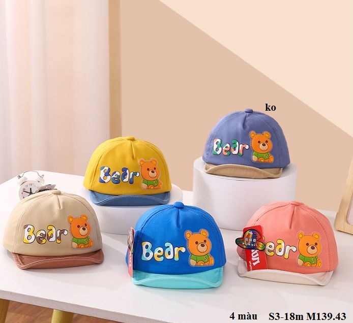 M139 Mũ vành mềm cho bé/ Mũ cho bé/ Mũ vành mềm Bear S3-18m