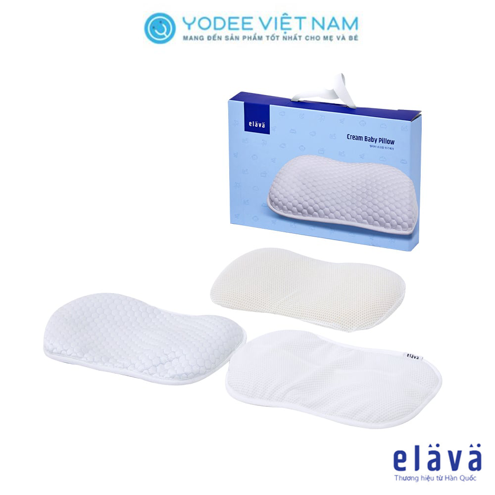 Elava Gối ngủ thoáng khí mềm mại, đàn hồi, nâng đỡ đầu và giúp bé ngủ ngon (tặng kèm vỏ gối)