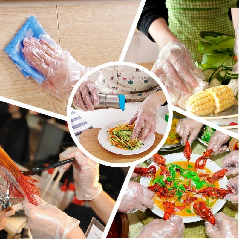 Combo 200 Găng Tay Nilong Đa Chức Năng Dùng 1 Lần Tiện Lợi, Bao tay nhà bếp , bao tay nilon dùng chế biến thực phẩm Hàng Chính Hãng