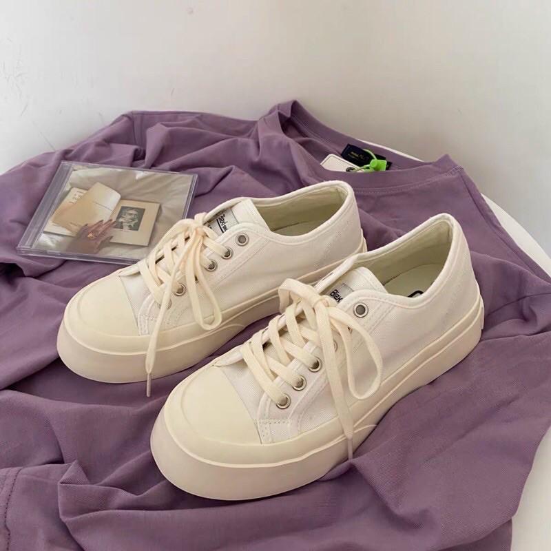 Giày thể thao nữ vải dáng basic, Giầy bánh mì kiểu vintage, Giày Sneakers Nữ vải Basic Cổ Thấp