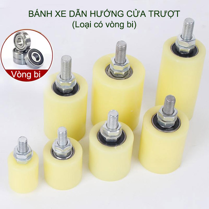 01 Bánh xe dẫn hướng cửa cổng trượt, loại có vòng bi, nhiều kích cỡ cho khách lựa chọn