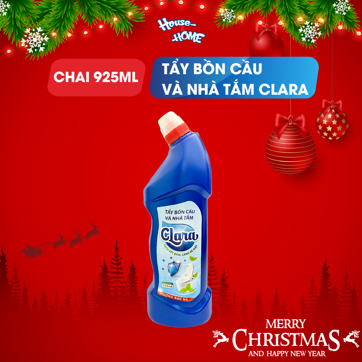 Nước tẩy rửa bồn cầu và nhà tắm Clara hương bạc hà chai 925ml
