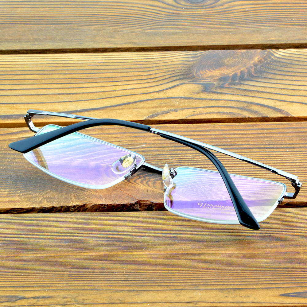 Titan nửa viền Xám Trọng lượng nhẹ Kính sang trọng Khung mắt quang học