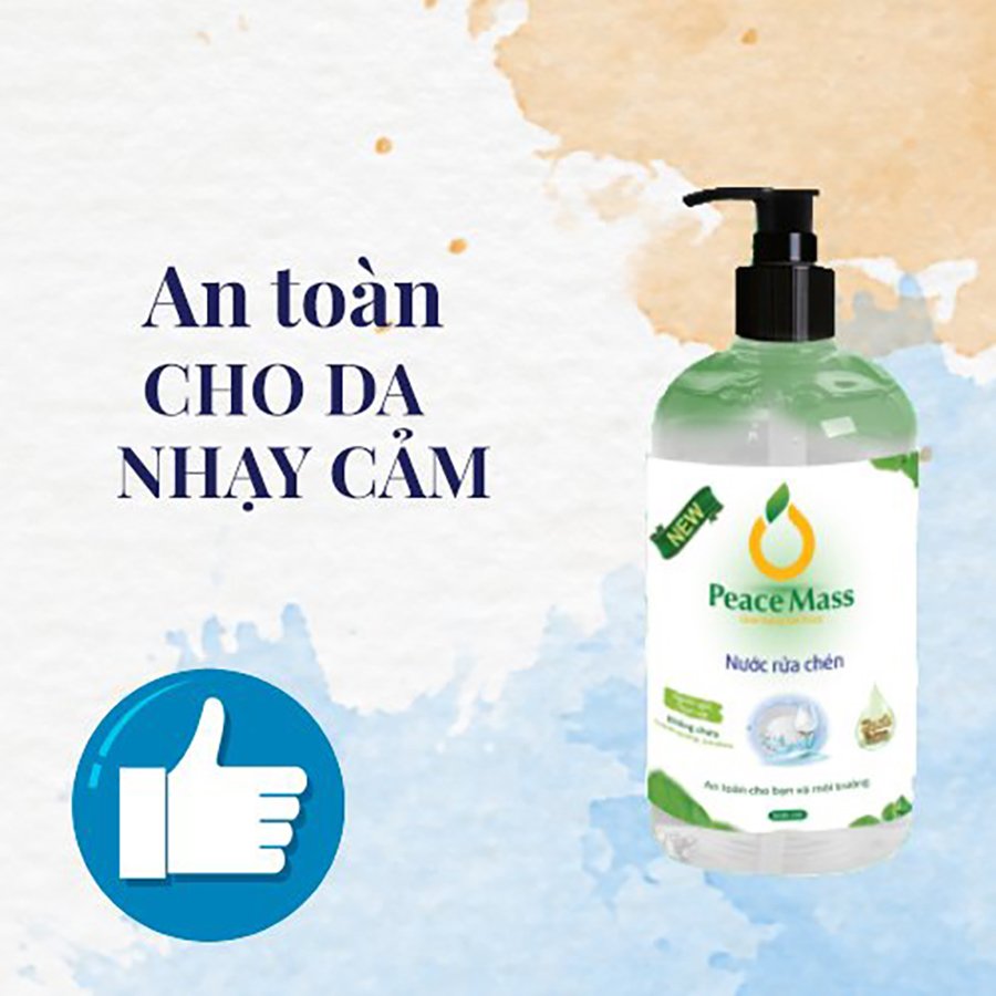 Nước Rửa Chén Gốc Thực Vật Peace Mass Dùng Được Cho Máy Rửa Chén (Thuộc nhóm Sản phẩm Lành tính) Chai 500ml