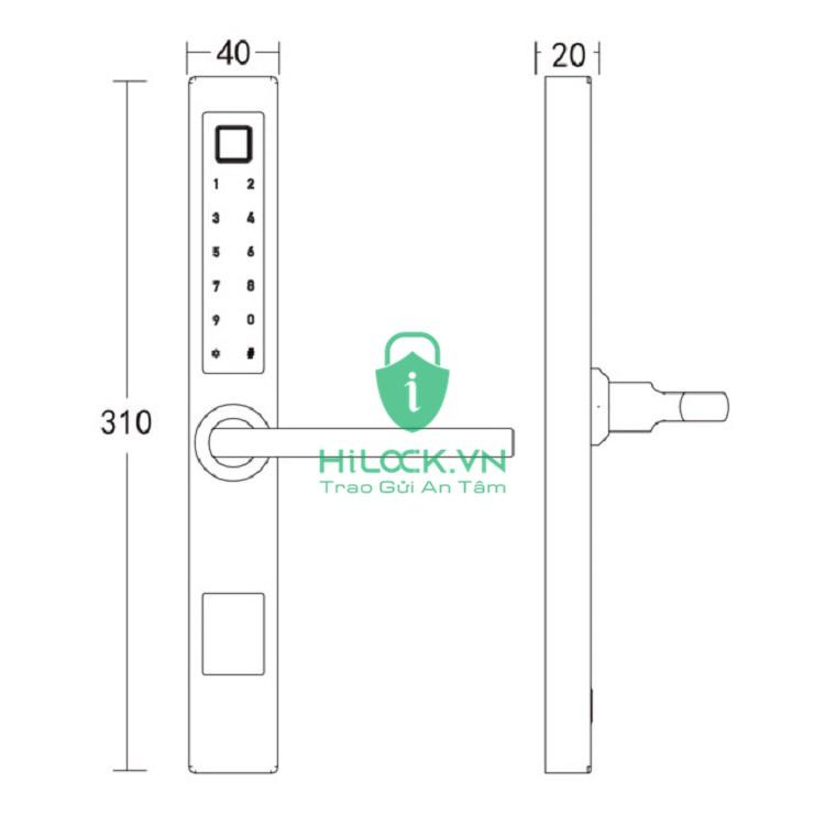 Khoá vân tay HL1019 dùng APP TTlock cửa gỗ, sắt, cửa nhôm, nhôm xingfa, nhựa lõi thép, cửa bản mỏng nhỏ