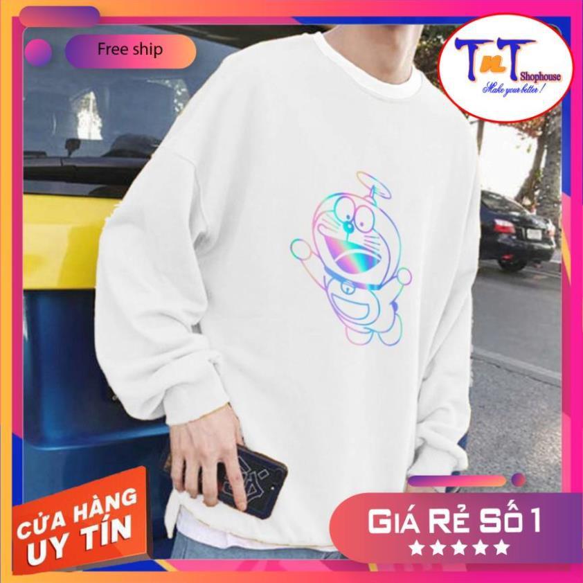 AS18 Áo Sweater Unisex ️/Áo nỉ Ulzzang phản quang unisex dài tay nam nữ - Doremon Chong Chóng