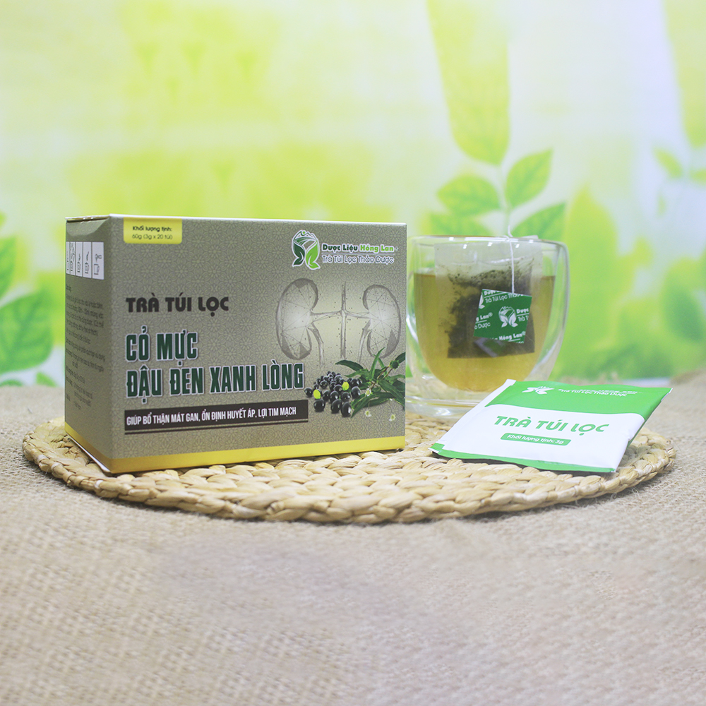 Trà Túi Lọc Cỏ Mực & Đậu Đen Xanh Lòng 60g Dược Liệu Hồng Lan