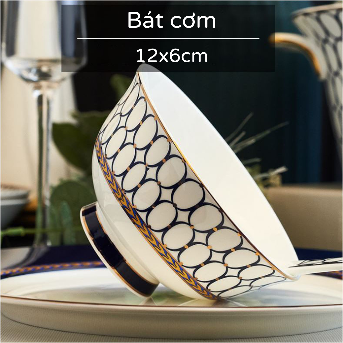 Bộ bát ăn cơm SỨ XƯƠNG Giang Tây cao cấp 60 chi tiết - Bộ chén ăn cơm sang trọng, tinh tế - Bát đĩa mỏng nhẹ nhưng cứng trong và cách nhiệt tốt. Mã GS23
