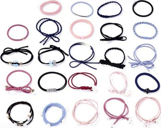 Set 24 dây cột tóc nhiều màu