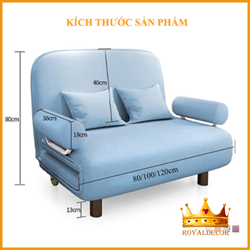 Ghế Sofa Giường Gấp Gọn Và Mở Ra Thành Giường, Sofa giường Ghế Gập Thành Giường Chân Trụ Khung Thép Chắc Chắn - Royaldecor