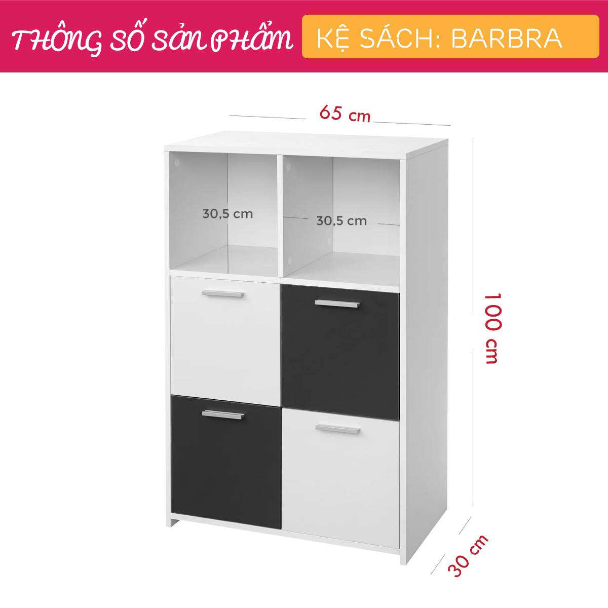 Kệ sách gỗ hiện đại SMLIFE Barbra