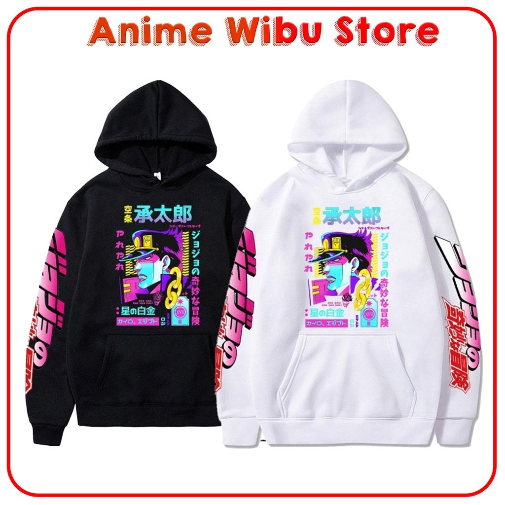 Áo hoodie Trắng - Đen mẫu áo in hình anime JoJos Bizarre Adventure phong cách hiphop 2022