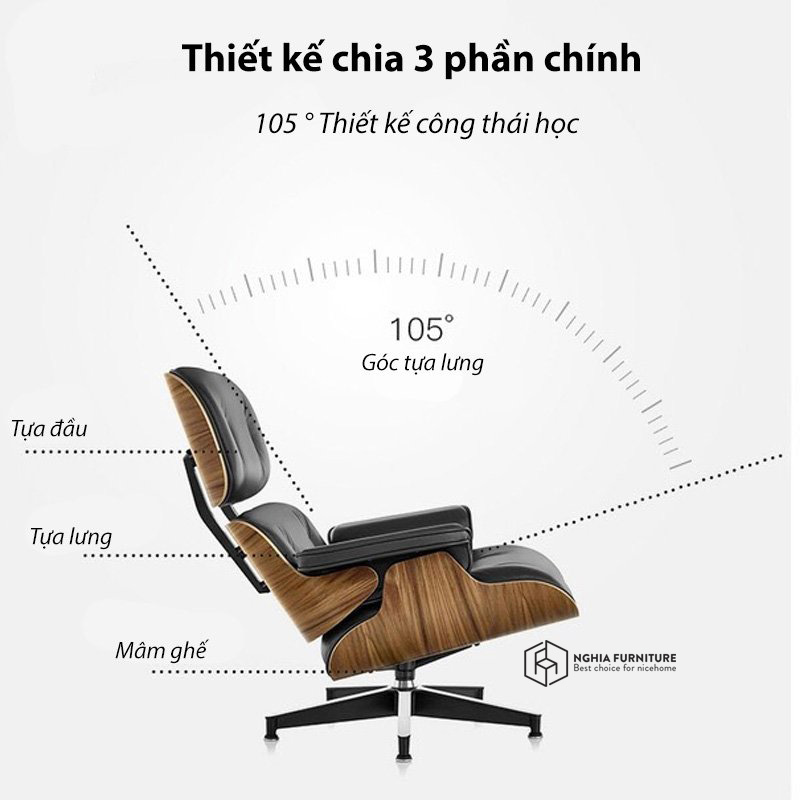 Ghế thư giãn Eames Lounge & Ottoman - Biểu tượng ghế đọc sách cao cấp vượt thời gian