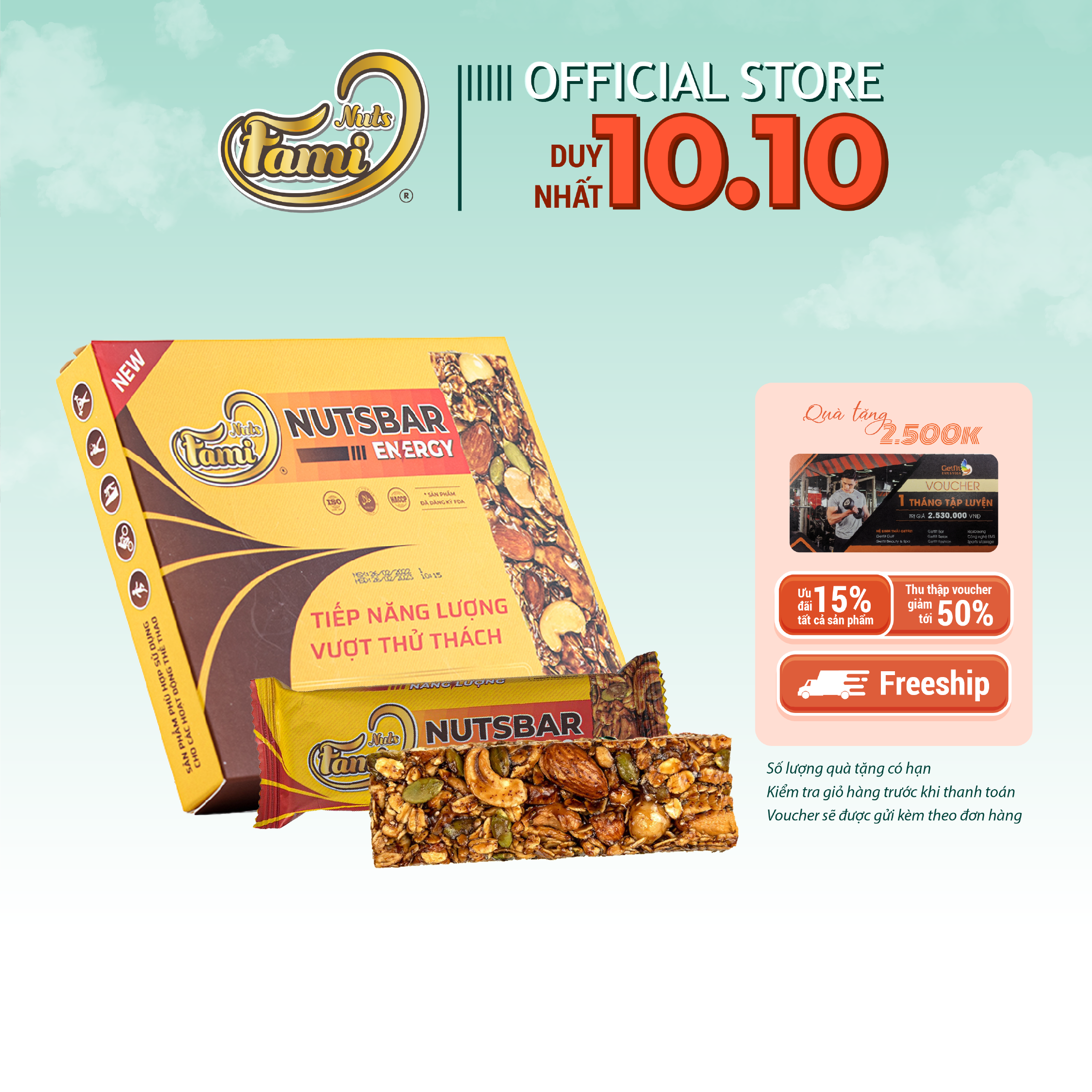 Thanh Hạt Năng Lượng FAMINUTS Vị Táo Đỏ, Cacao, Mật Ong, Cà Phê Nutsbar Energy Hộp 4 Thanh 160g - Thực Phẩm Tiếp Năng Lượng Lành Mạnh