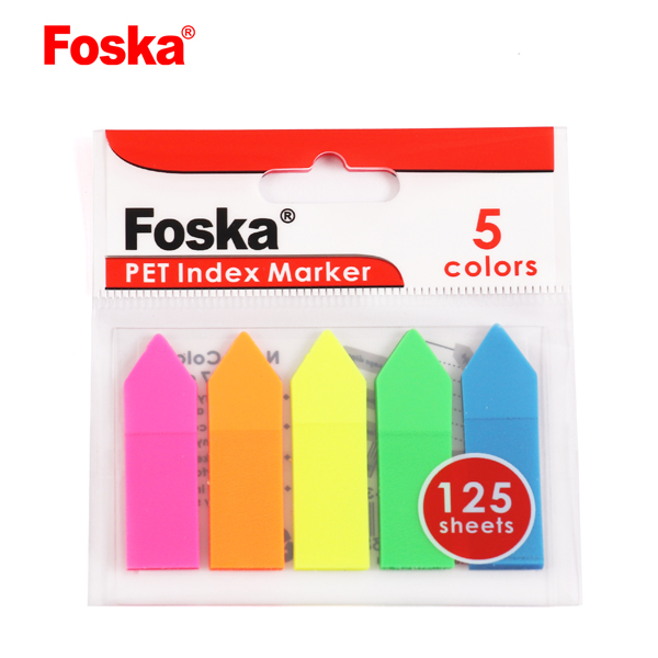 Combo 5 Tập Giấy phân trang 5 màu mũi tên PET Foska G3345-3A