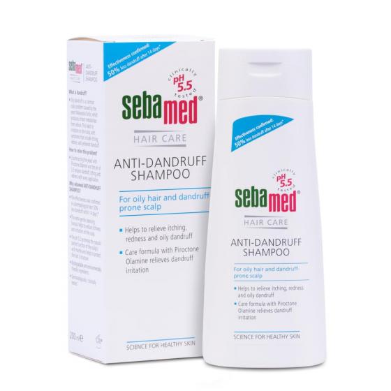 Dầu gội làm giảm gàu, giảm ngứa da đầu Sebamed pH5.5 Anti-Dandruff Shampoo 200ml + Tặng ngay 1 tuýp dầu xã dưỡng tóc mềm mượt từ dừa Palmer's 50ml Size du lịch